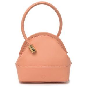 NEW Louise et Cie Isel Leather Pink Carnation Novelty Curved Frame Bucket Bag
